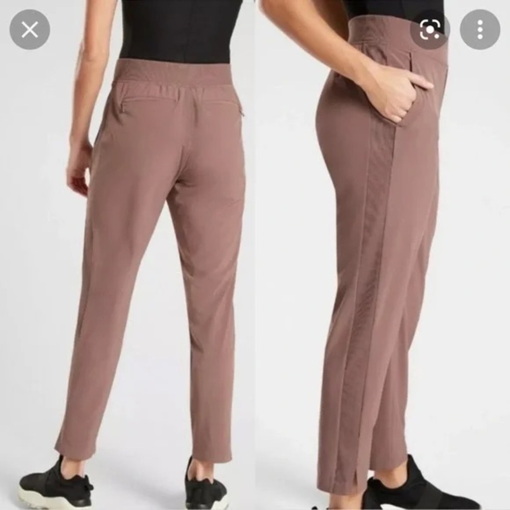 Athleta Brooklyn Ankle Pants Athletic Sporty Slim Fit Stretch Heart Rose Sz 14